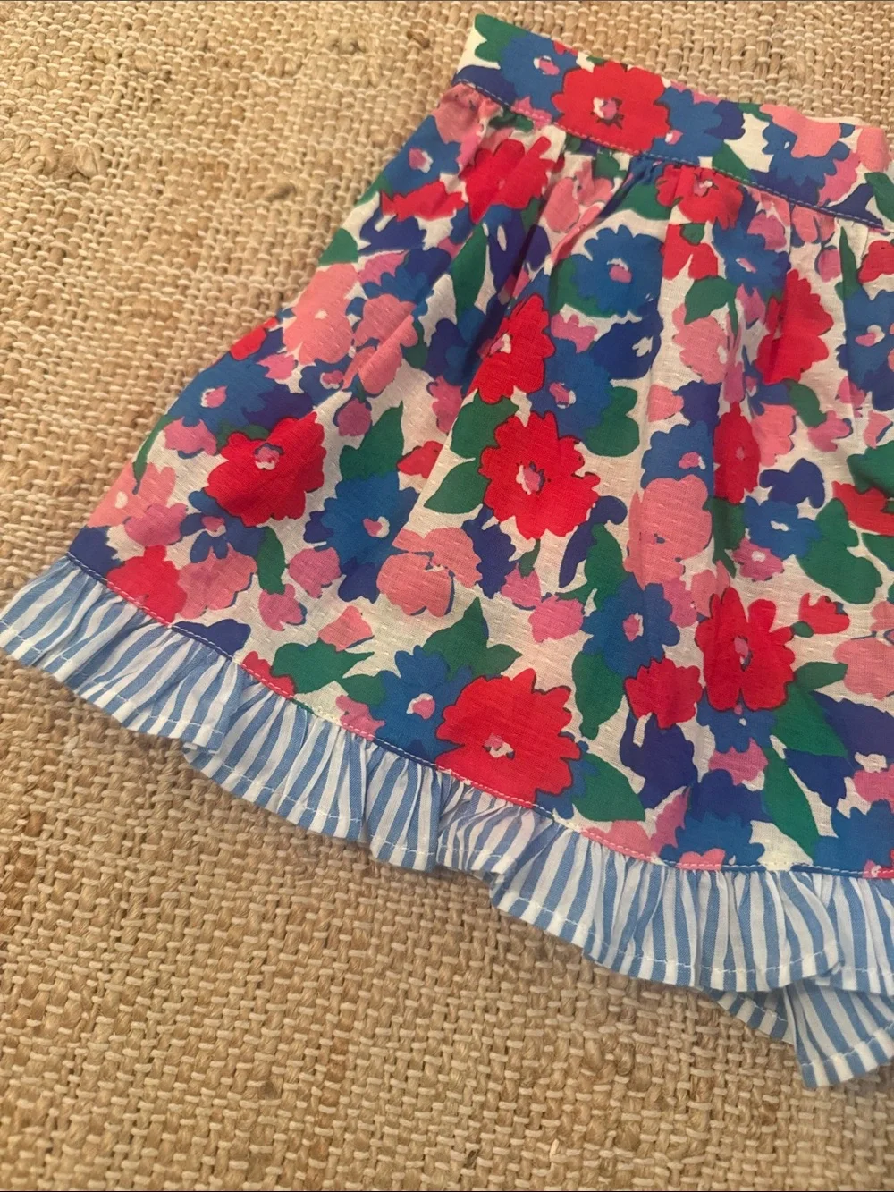 Mini Boden Wrap Frill Skort Floral Bunch Pink, Red, Blue, Green 3-4Y